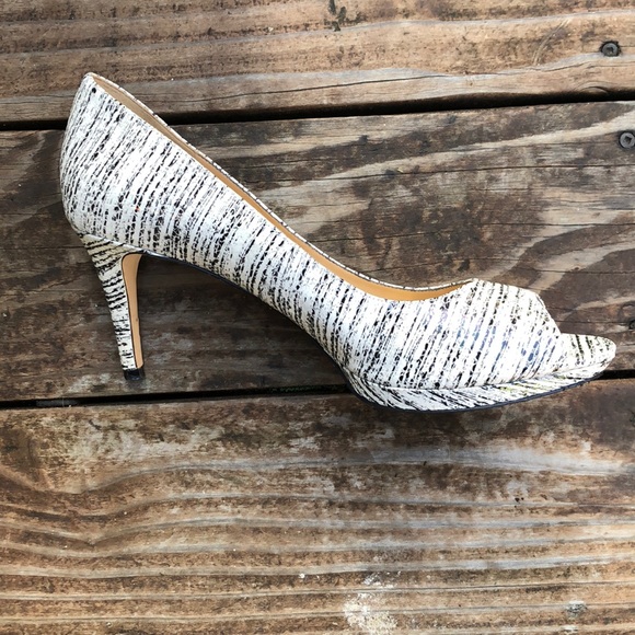 Enzo Angiolini Black and White Peep Toe Heels - Picture 8 of 8